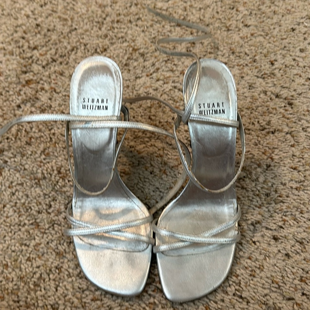 Silver strappy heels- Stuart Weitzman